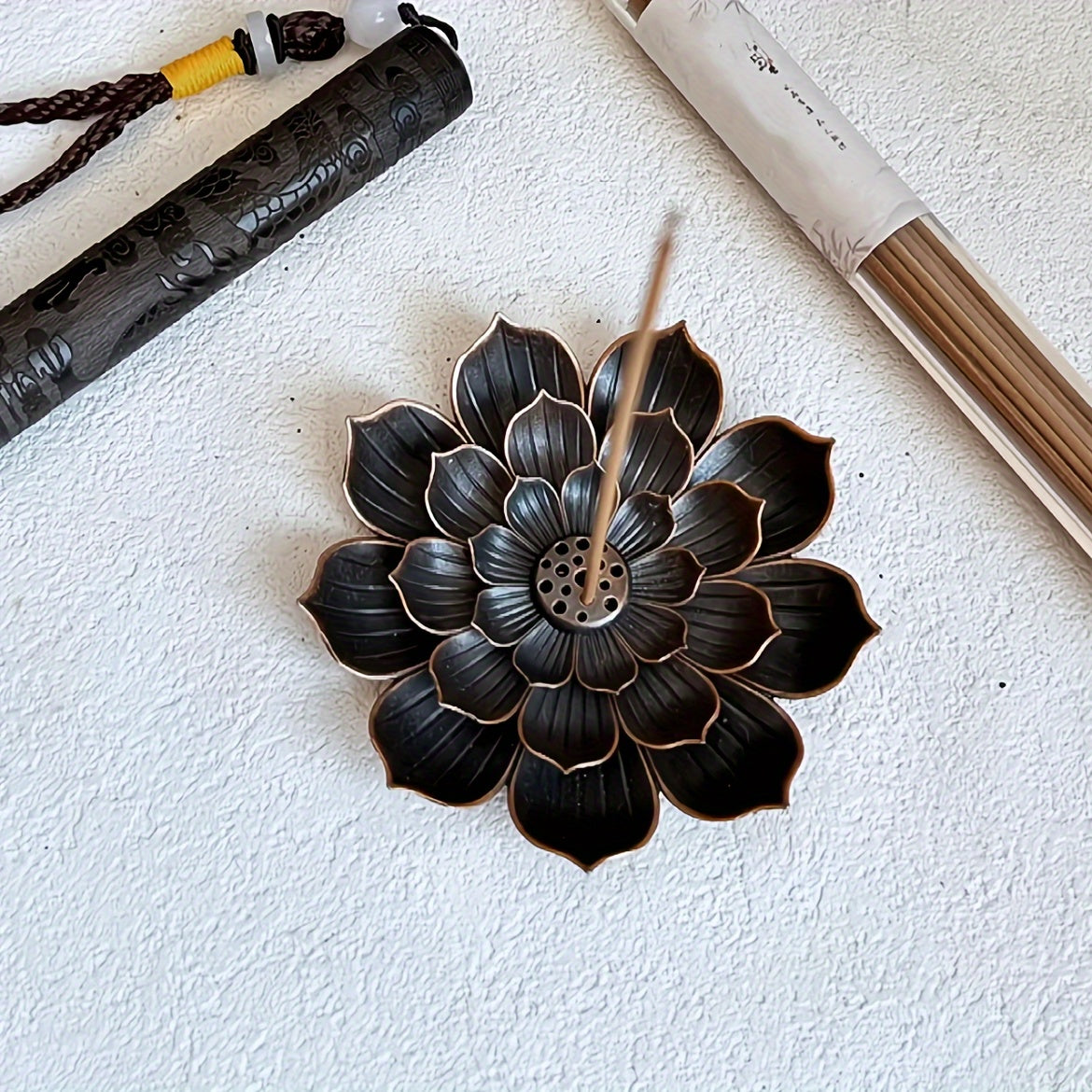 Metal Lotus Flower Incense Holder 3-Tier Zen Burner for Aromatherapy and Meditation