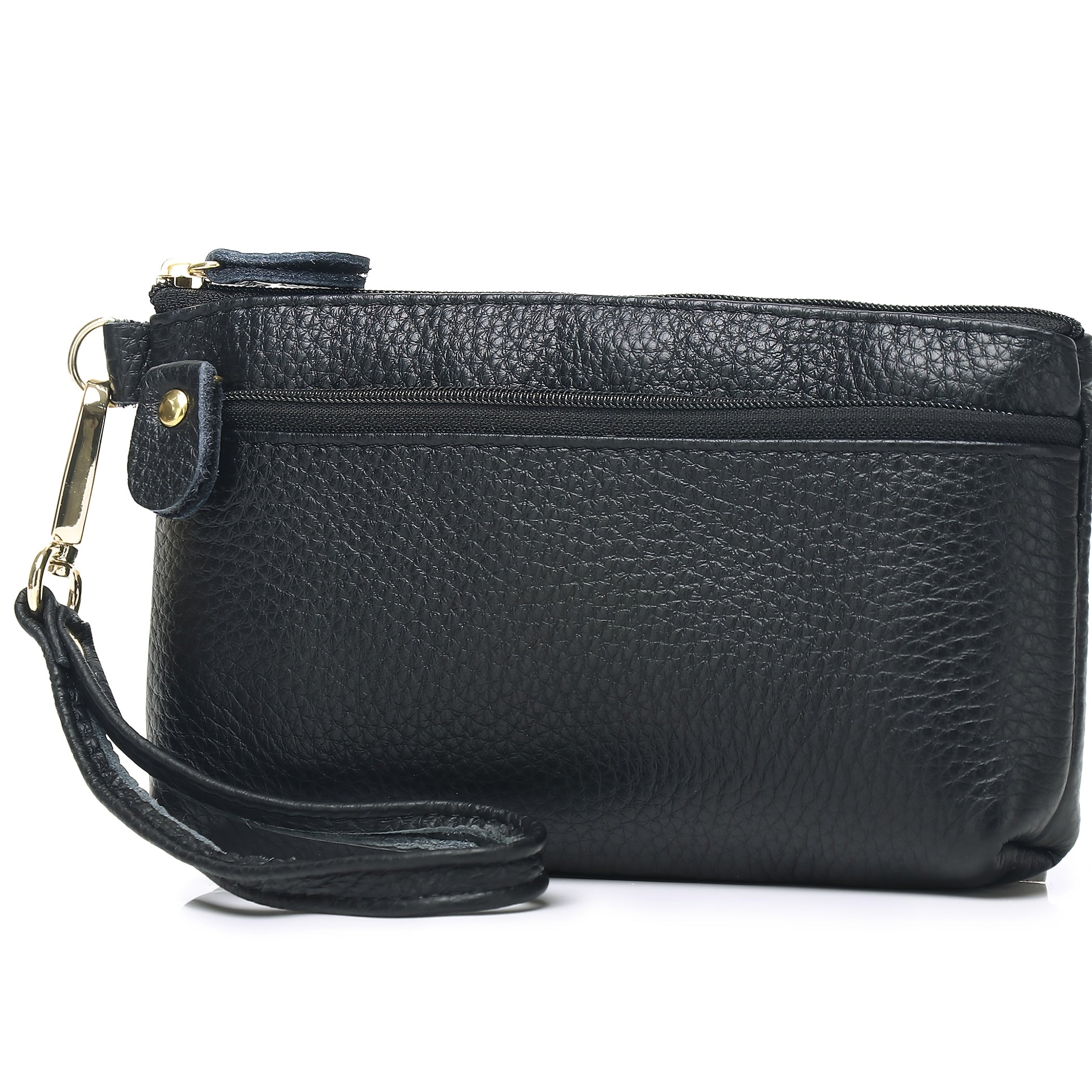 Small Genuine Leather Women's Handbag with Mini Coin Purse and Key Holder Black