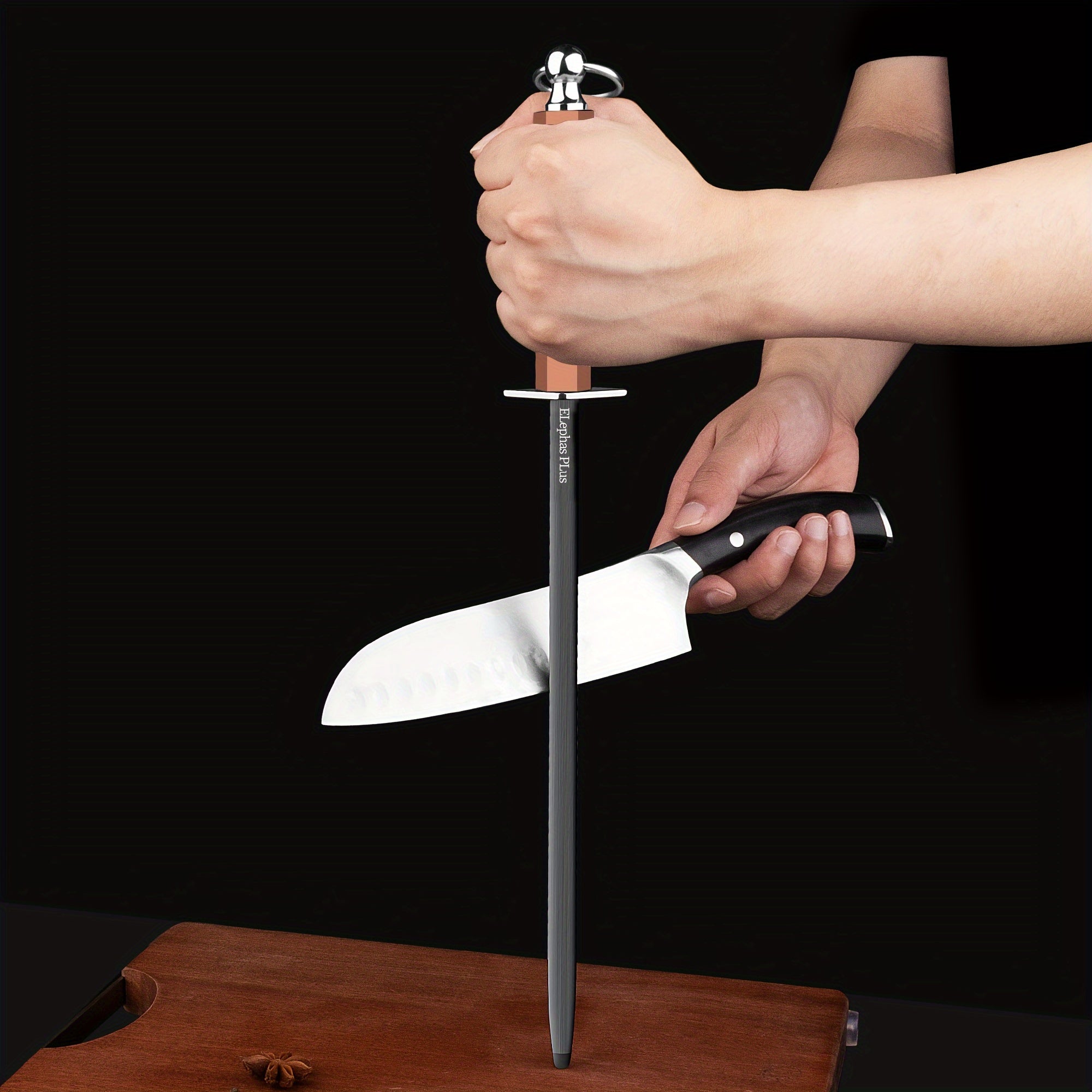 12-Inch Professional Handheld Knife Sharpener Steel with Fine Grit, Non-Electric Honing Rod