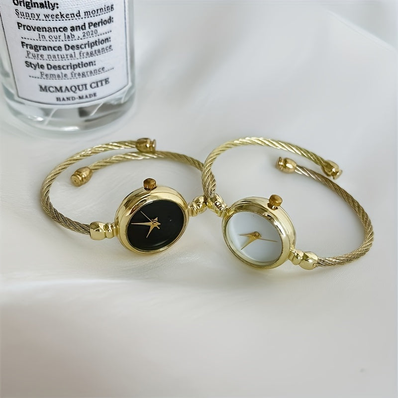 Ladies' Stylish Leather Bracelet Watch with Unique and Luxurious Design