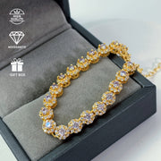 Silver Boho Style Bracelet with 0.1 Carat Purple Moissanite and 14K Gold Plating