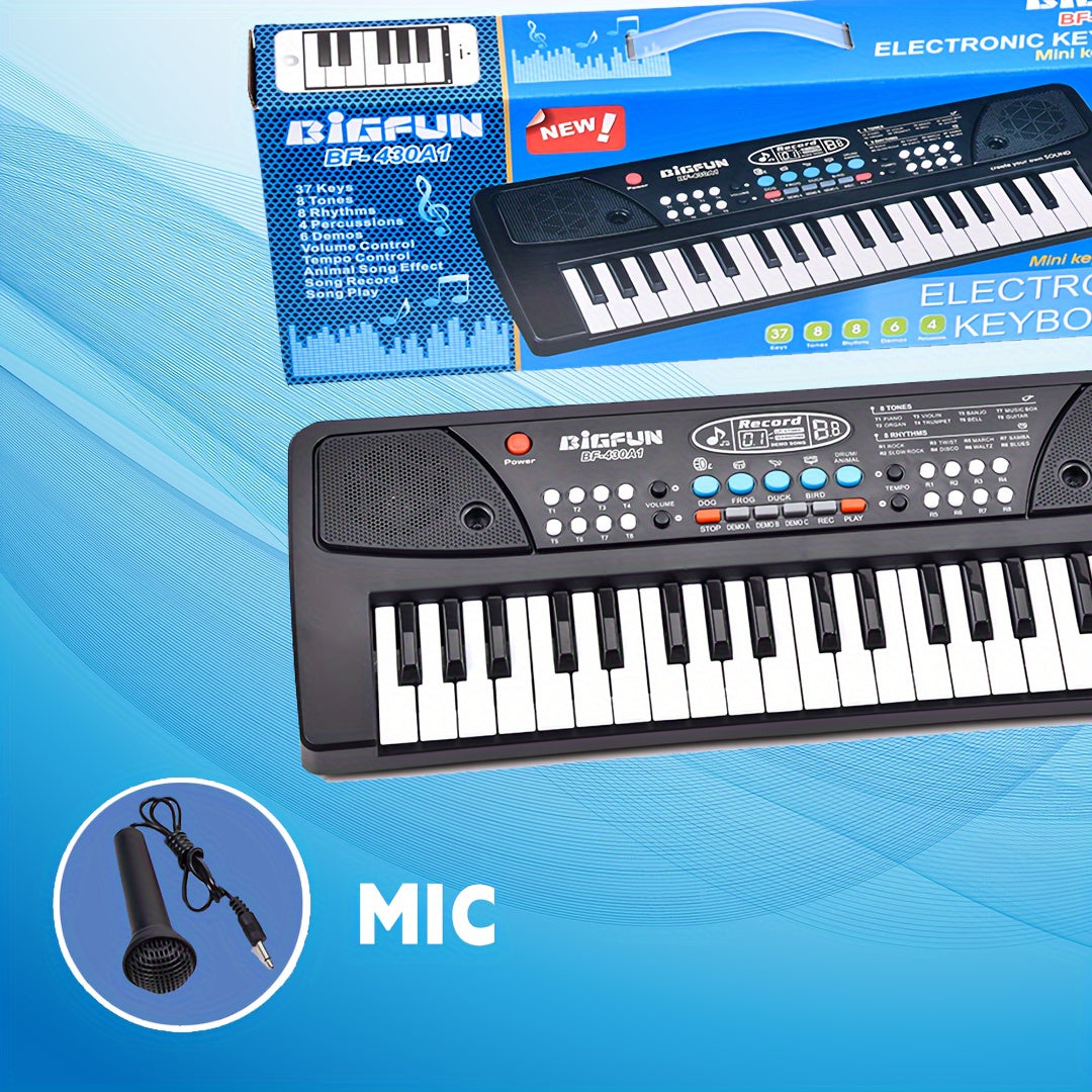 37-Key Digital Piano Keyboard with Microphone for Beginners and Music Education Battery-Powered Interactive Learning