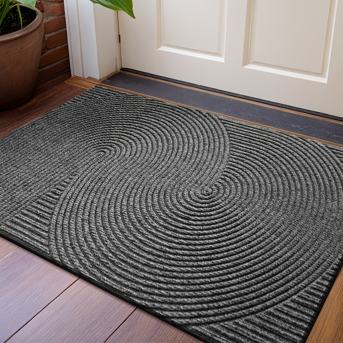 Geometric Striped Non-Slip Absorbent Washable Door Mat for Indoor and Patio