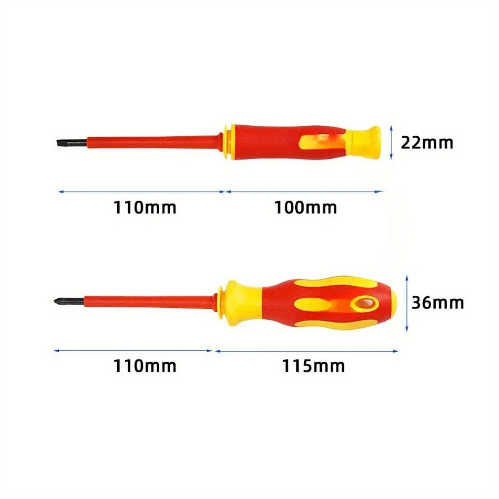 Insulated Screwdriver Set with Magnetic Hex and Cross Tips for Household Electricians 10-20 Pieces