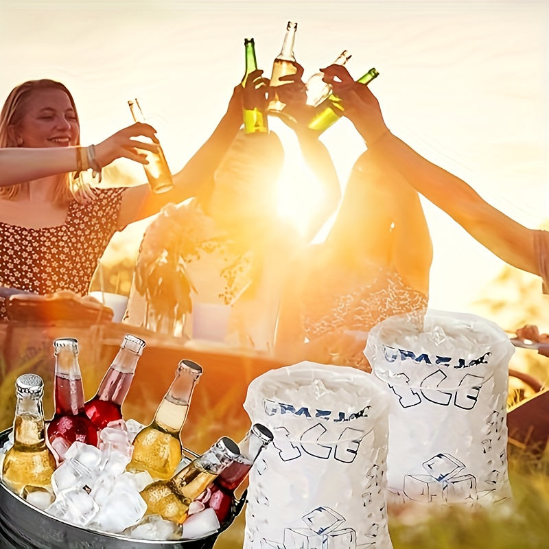 Set of 5 Reusable Crystal Ice Bags 4.54kg Leak-Proof Freezer Bags with Drawstring