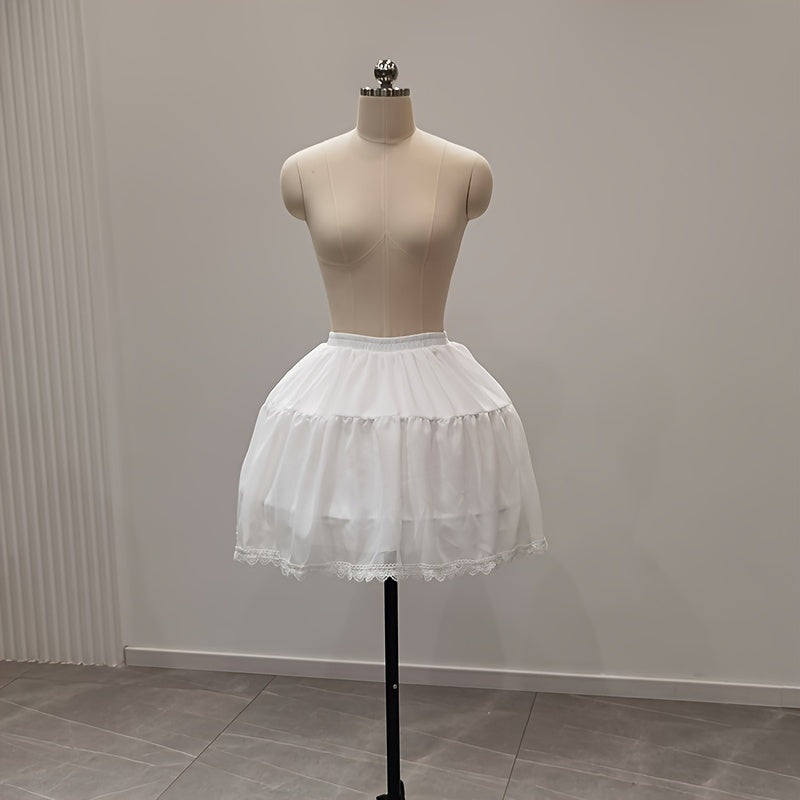Petticoat Tutus for Women with Short Puffy Skirts Lace Trim Double Layered Steel Hoops Elastic Waist 88.9-127 cm