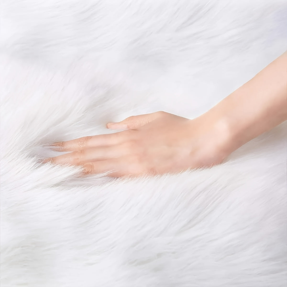 Alfombra de pelo sintético blanca, alfombra de área shaggy, peluche de piel de oveja, funda para silla