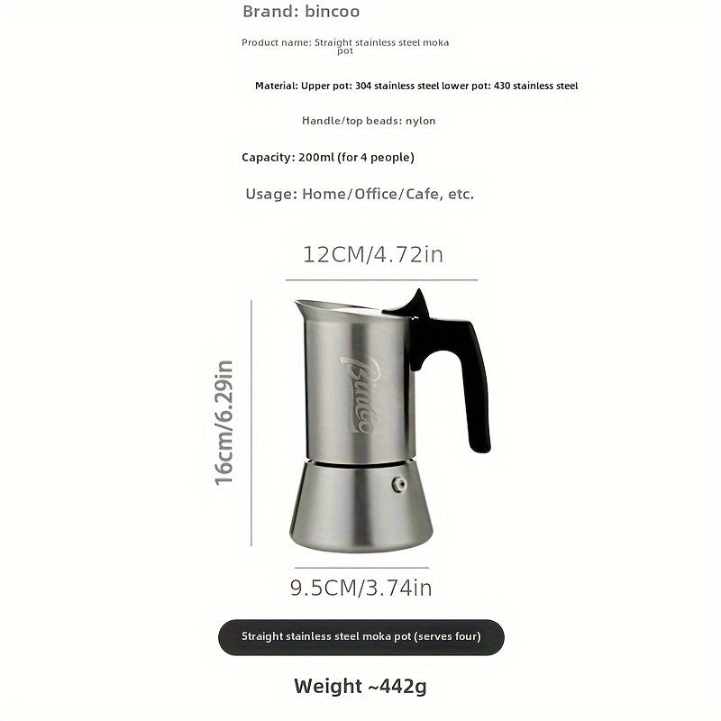 Stainless Steel Espresso Coffee Maker Moka Pot Set for Home Use