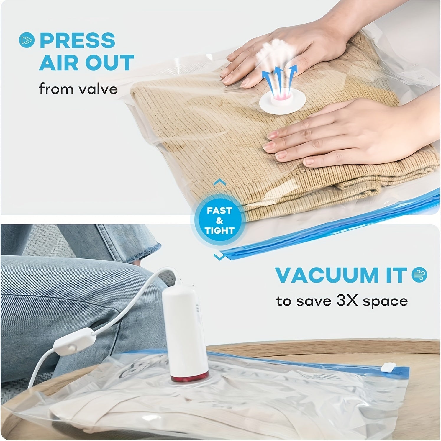 Portativ mini vakuum yopishtiruvchi, USB bilan quvvatlanadi, sayohat va uy uchun, kiyimlar va oziq-ovqatni yangi saqlaydi.
