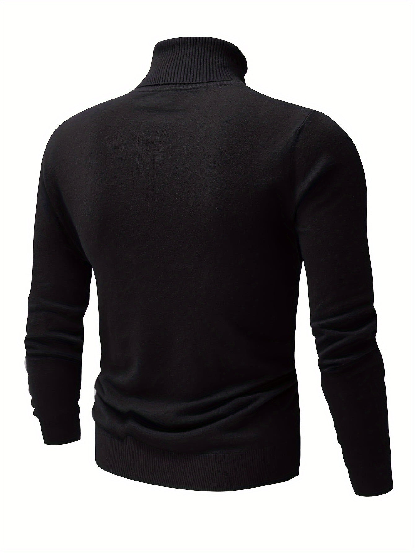 Plus Size Men's Brown Turtleneck Sweater Viscose Fall Winter Ribbed Cuffs