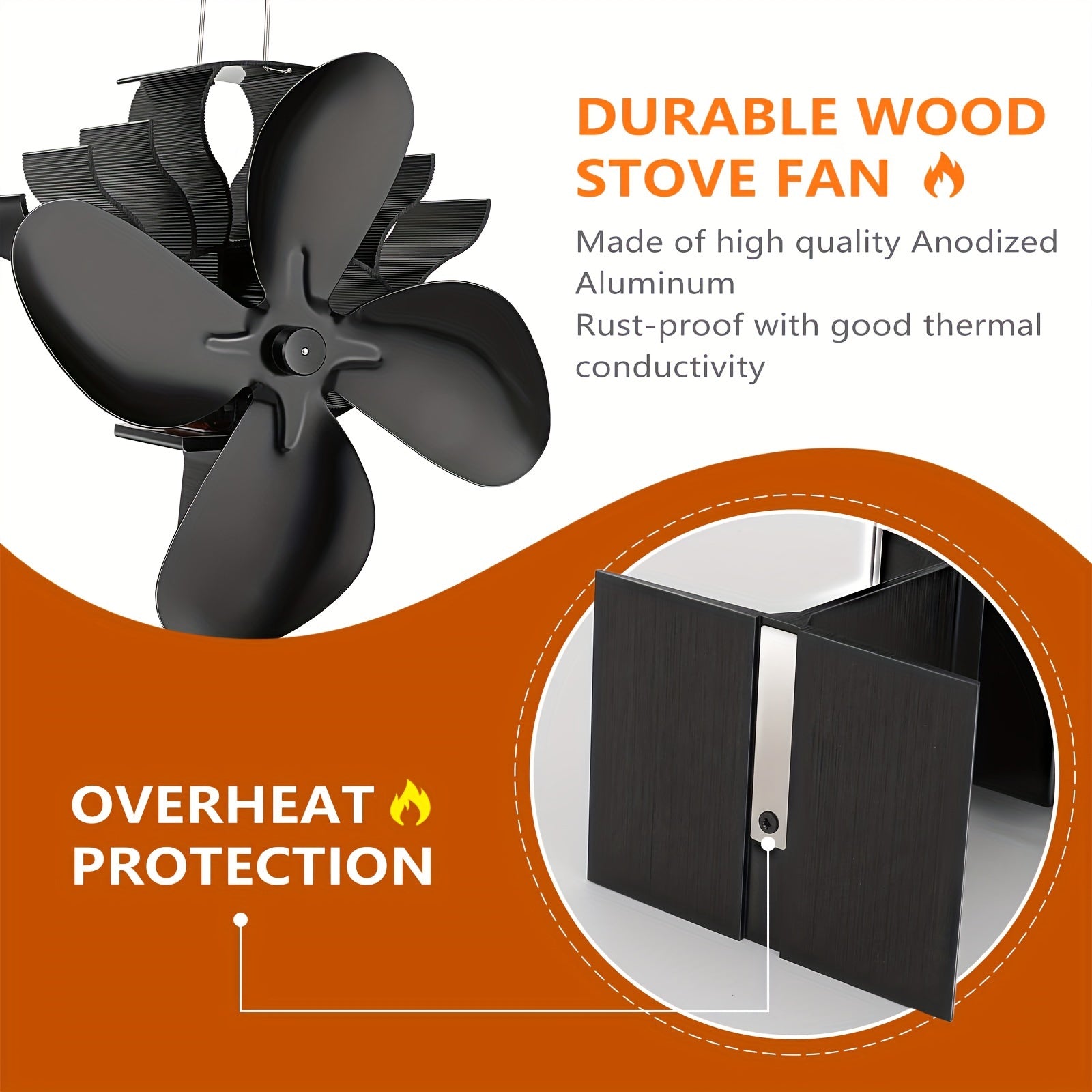 High-Speed Wall-Mounted Wood Stove Fan for Indoor Outdoor Use