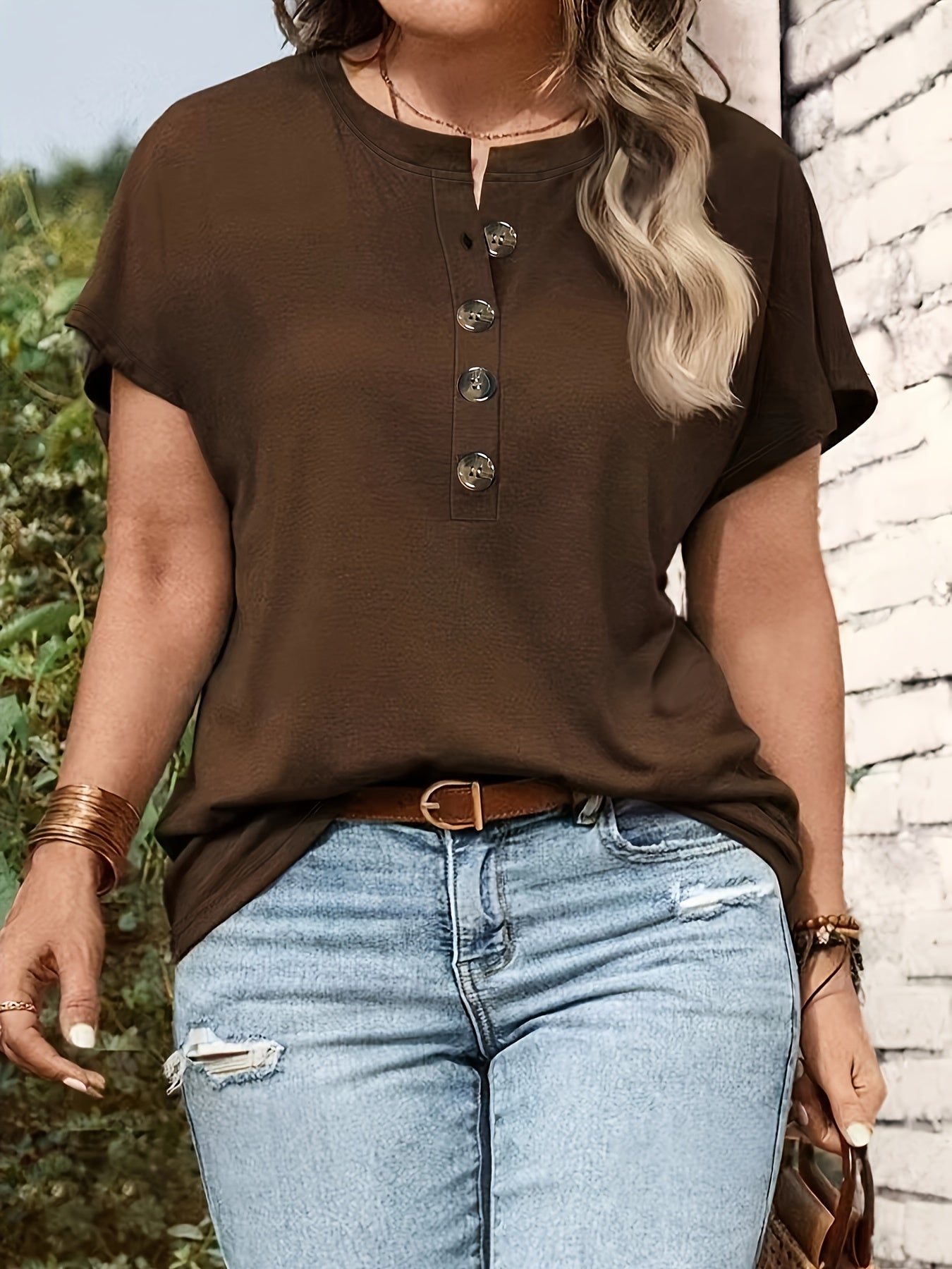 Women’s V-Neck Short Sleeve T-Shirt Solid Green Lightweight Polyester Casual