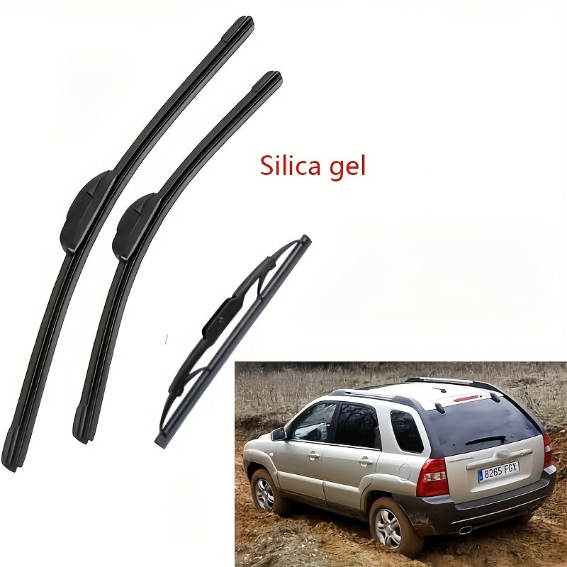 Front And Rear Windshield Wiper Blade Kit 60.96cm+40.64cm+13mm For SUV