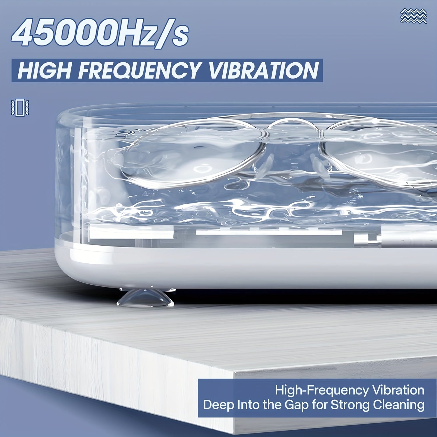 USB Rechargeable Portable Cleaner for Glasses Jewelry Dentures with High-Frequency Vibration