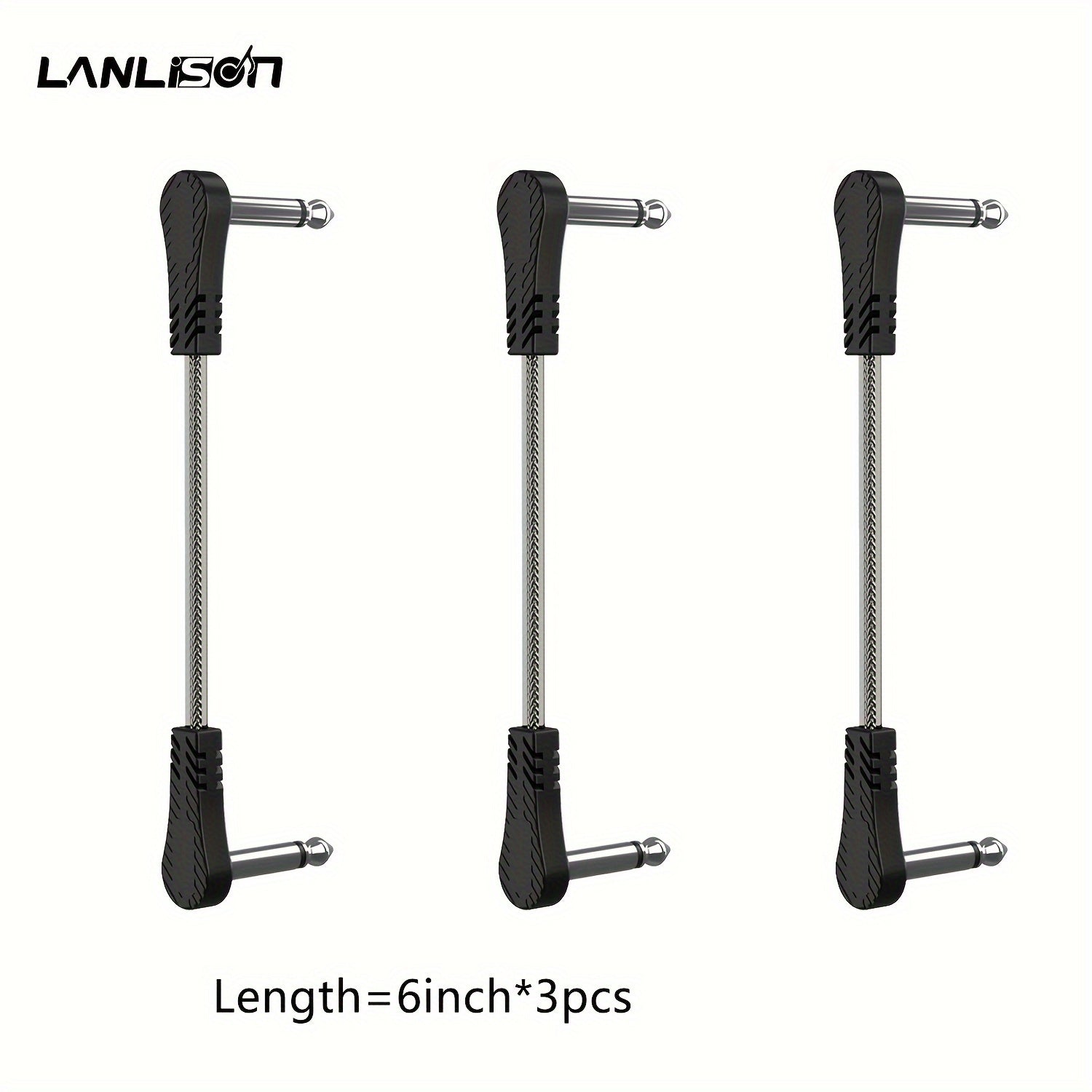 6 Inch 6.35mm Patch Cables for Guitar Pedals Black 5 Pack