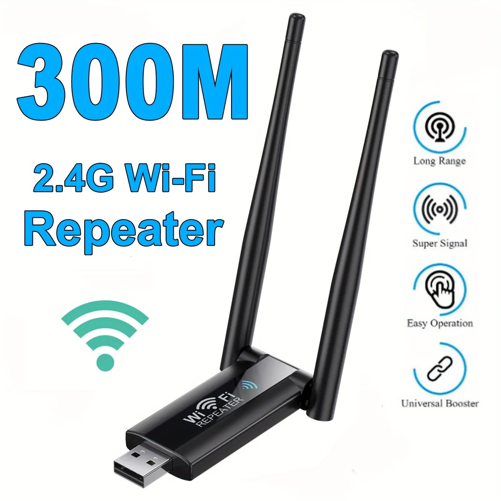 300Mbps 2.4G Wireless WiFi Repeater Extender USB Signal Booster for Home and Office