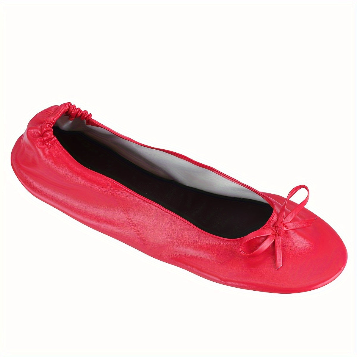 Women's Ballet Flats Foldable Travel Shoes with Removable Pouch Black