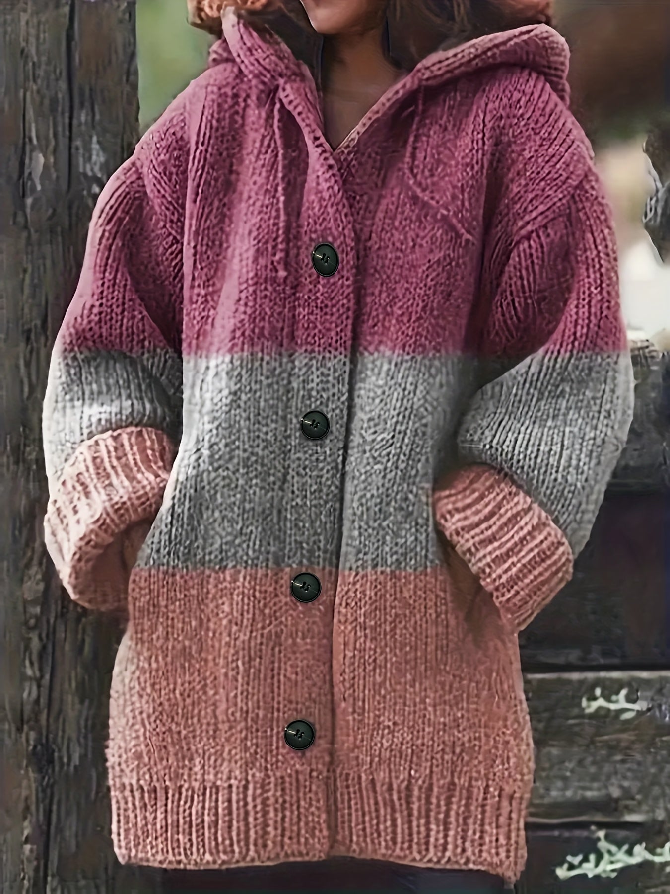 Plus Size Women's Hoodie Sweater Oversized Color Block Long Sleeve Pockets