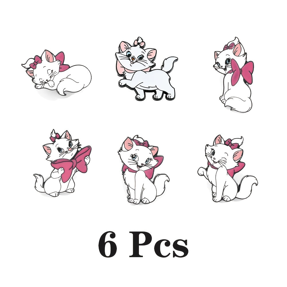Set of 6 Cartoon Animal Enamel Pins, Alloy Metal Brooches, Irregular Shape, Anime Gift for Friends