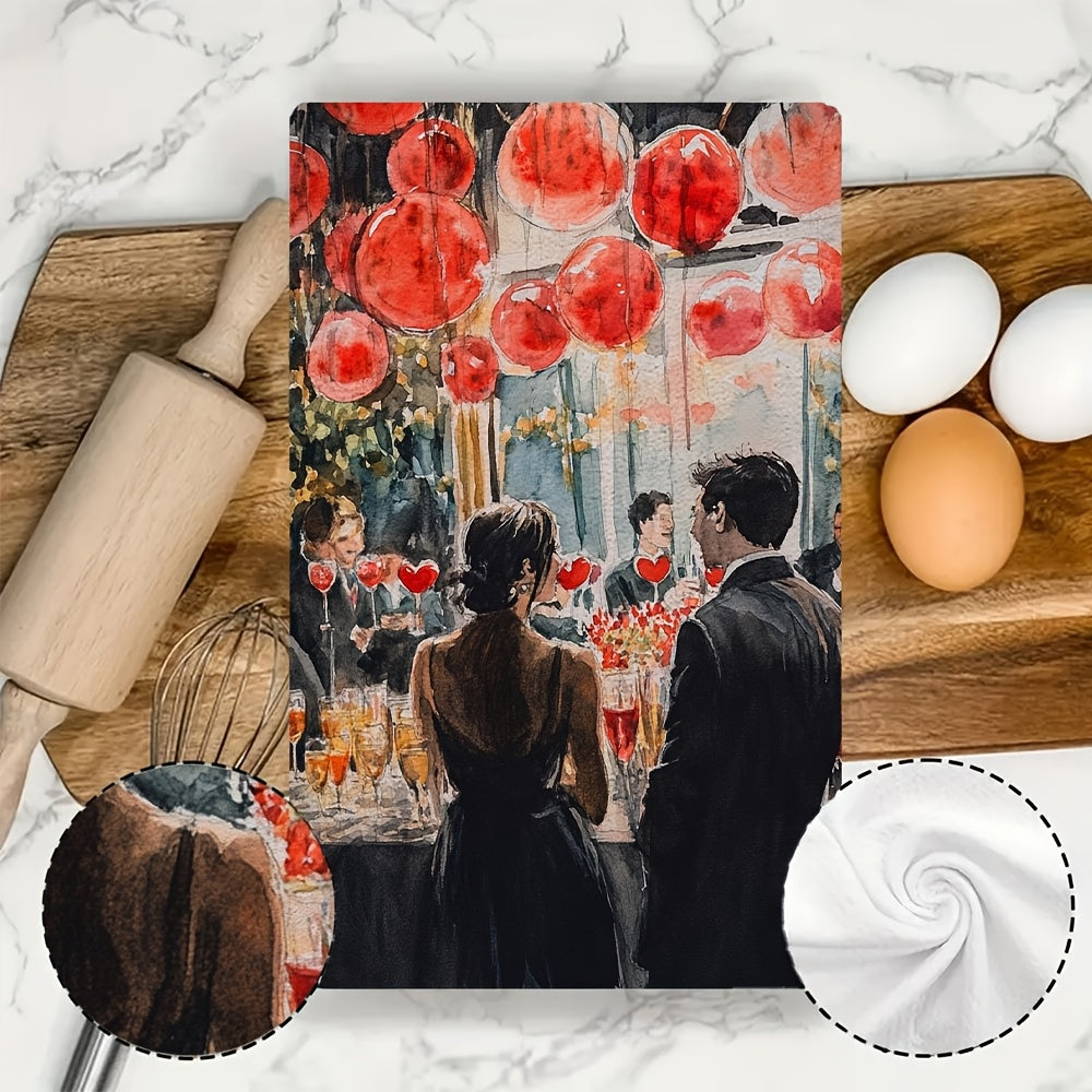 Oshxona Sochiqlari Ultra Yumshoq, Sevgi Bayrami, 2 Dona, Yuqori Singdiruvchi Idish Qo'l Sochiqlari Bayram Dekoratsiyasi Uchun, Mashinada Yuvish Mumkin, 16x24 Dyuym - SKU 2KYSYS1217709.