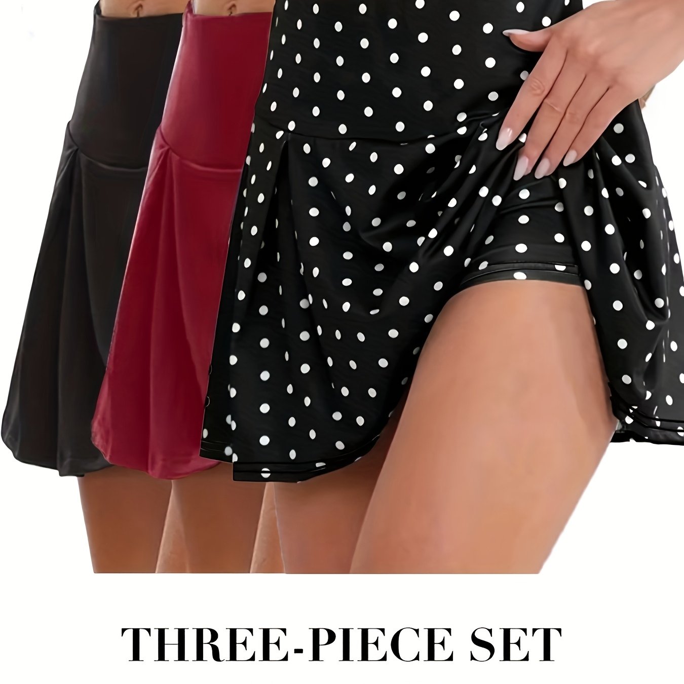 Women's Plus Size Sports Skorts with Built-In Shorts Breathable Polyester Black Red White