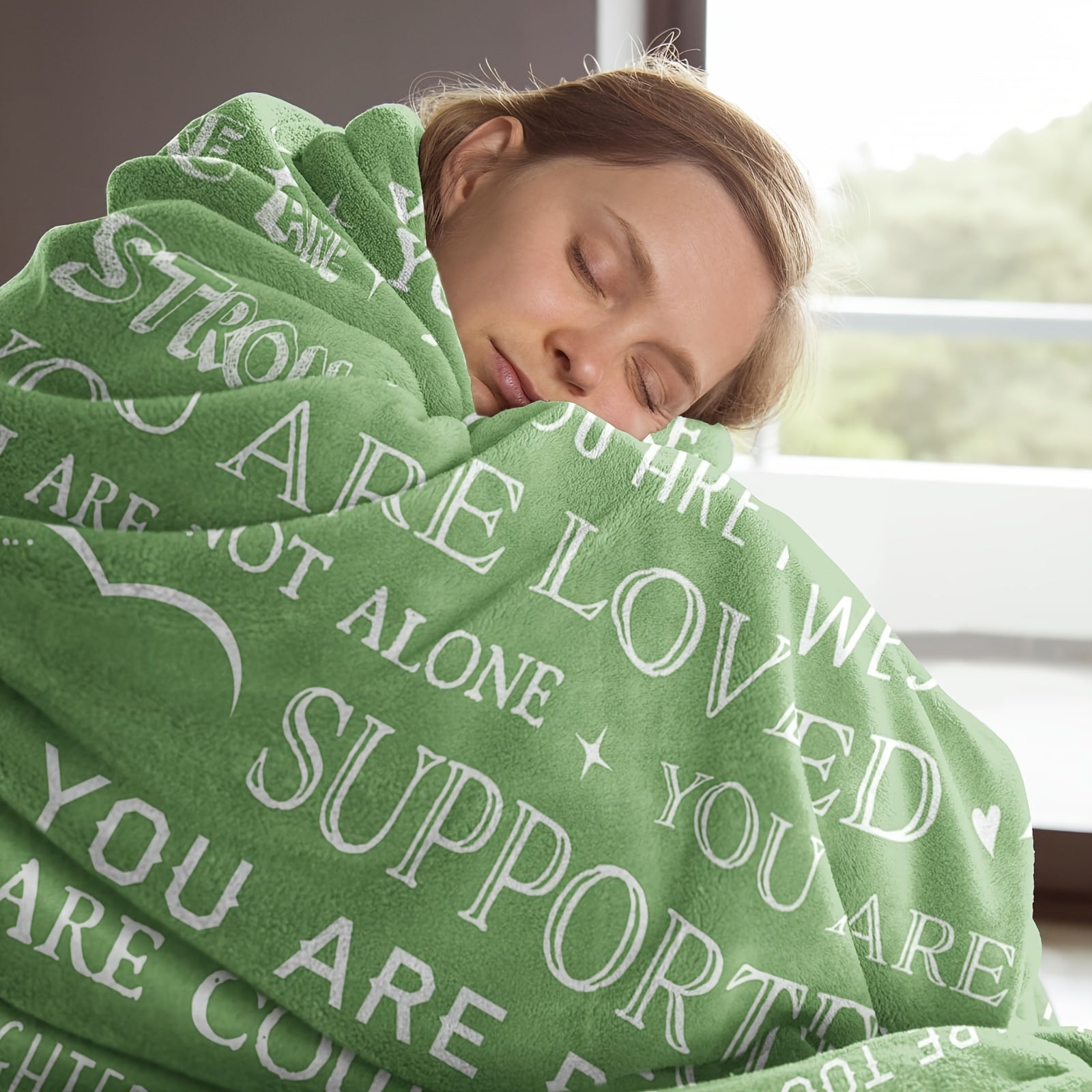 Positive Affirmation Fleece Blanket for Women Recovery Support Motivational Gift for Friends Sisters Colleagues