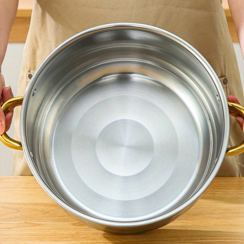 Set of 10 Stainless Steel Cookware Pans with Gold Handles and Lids