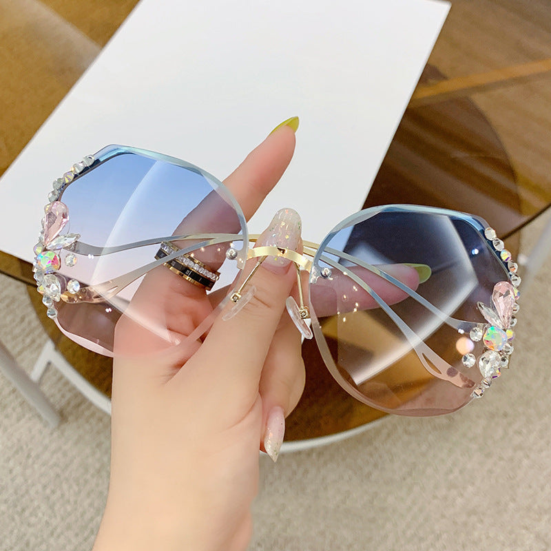 Women's Rhinestone Rimless Glasses Fashion Eyewear for Women