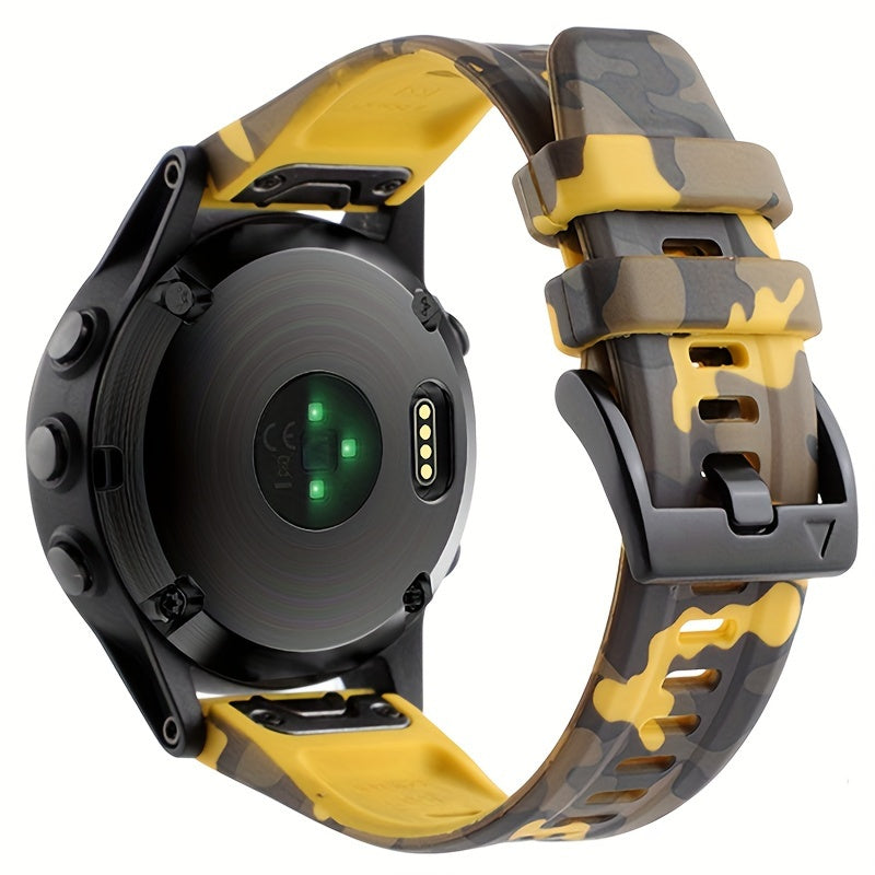 Sevimli tanlov: Garmin Fenix 5, 5X Plus, 6, 6X Pro, 7, 7X, Forerunner 945, 935, Instinct 2X uchun 26mm/22mm o'lchamdagi mustahkam silikon tez chiqarish sport tasmasi - Qulflovchi bilan aqlli soat bilaguzuk.