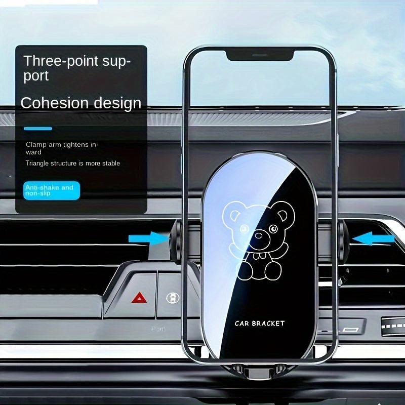 Car Phone Holder ABS Material Cute Bear Cartoon Dashboard Air Vent Mount