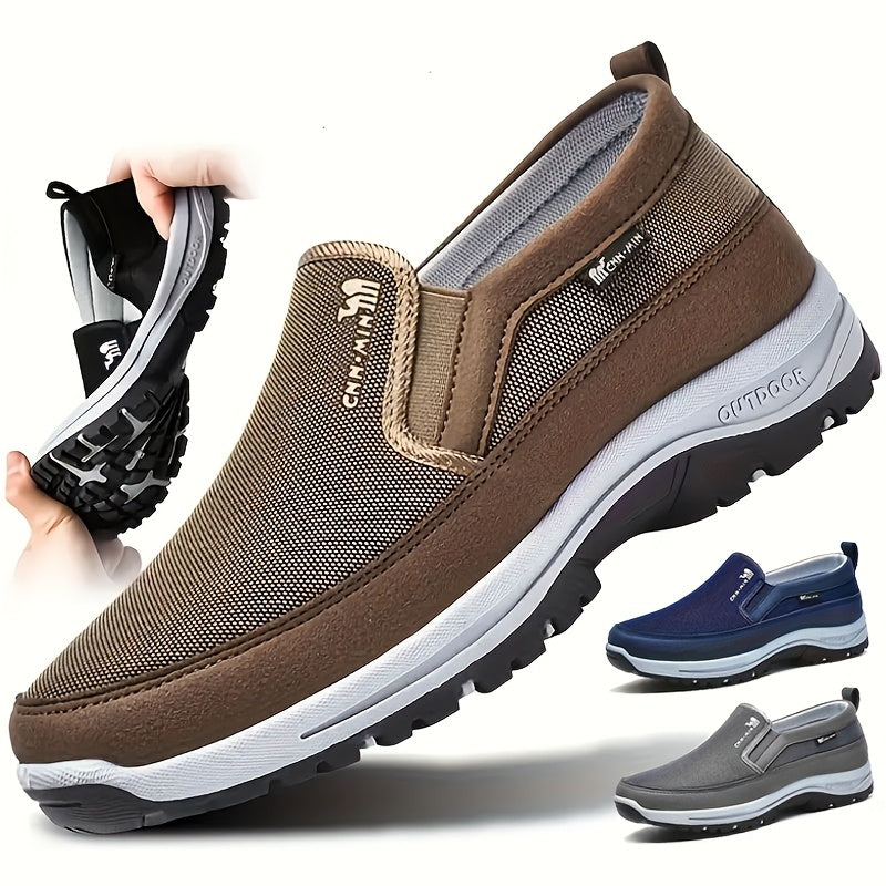 Men's Slip-On Casual Walking Shoes Breathable Fabric Durable Non Slip All-Season