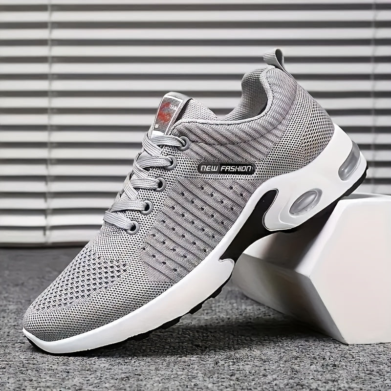Men's Breathable Running Shoes Lightweight Knit Shock Absorption Anti-Slip Low-Top Sneakers