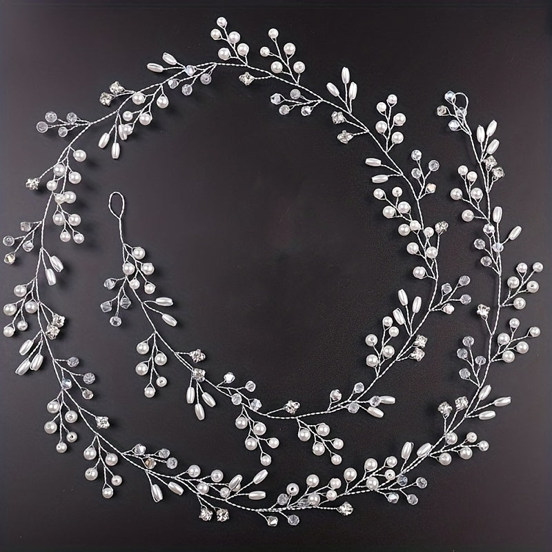 Elegant Fairy-Style Pearl and Braided Hairband for Bridal Wedding Accessories