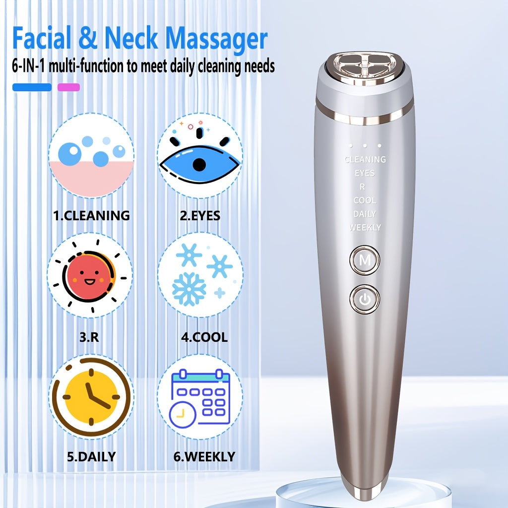 6-in-1 Facial Beauty Device Hot Cold Facial Treatment Massager for Home Use