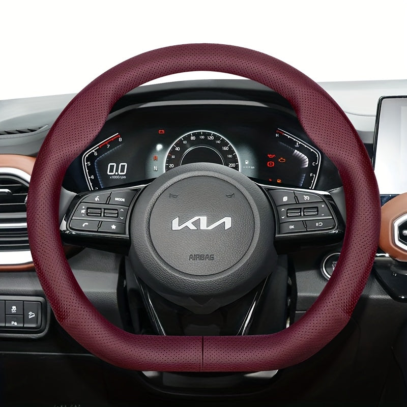 Universal Ultra-Thin Faux Leather Steering Wheel Cover Breathable Non-Slip