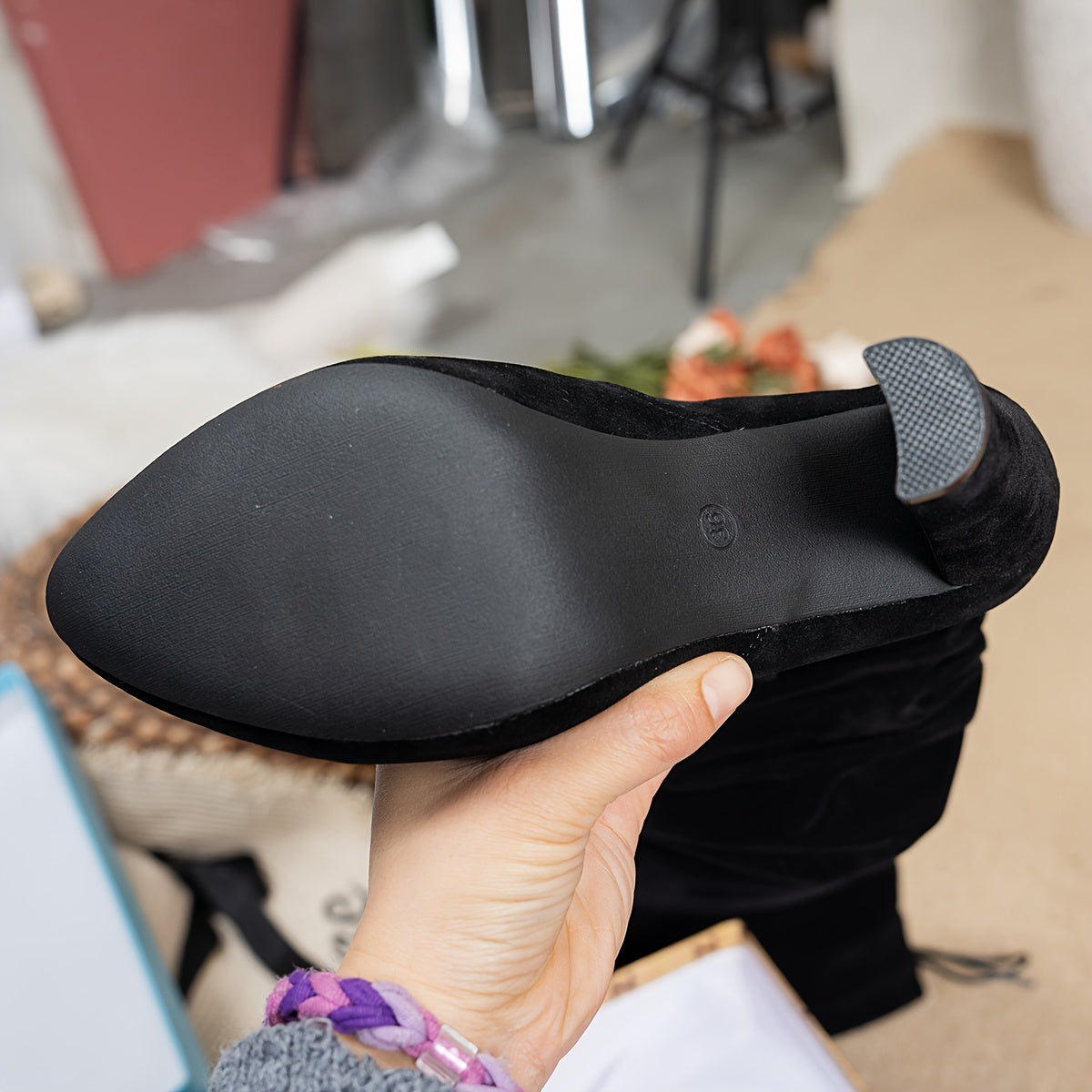 Women's Over-the-Knee Leather Boots with Pointed Toe and Block Heel