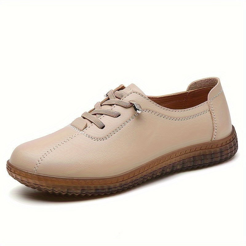Women's Flat Oxfords Casual Lace-Up Microfiber Leather Sole for Daily Wear