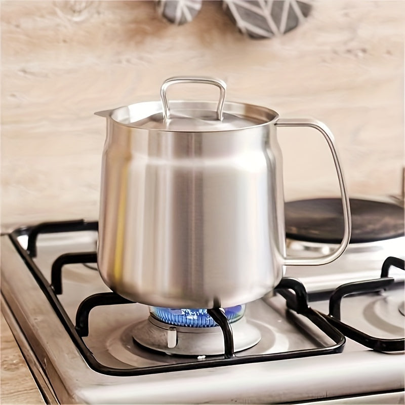 Set of 4 Stainless Steel Oil Dispensers with Strainers and Heat-Resistant Frying Cups