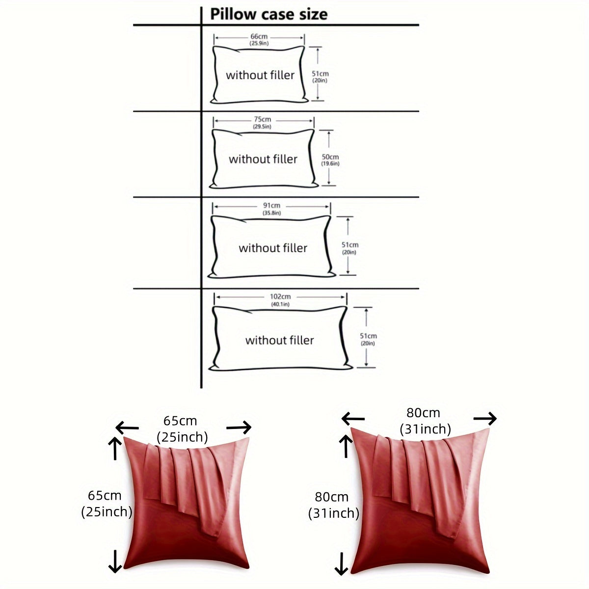 Set of 2 Satin Pillowcases with Zipper Closure, Gentle on Hair and Skin