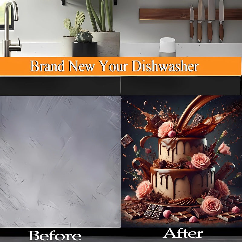 Gul va Shokolad Dizayni Oshxona Dekori Nikel Qoplamali Qaynatgich Magnit Qopqog'i, 58W x 65H sm. Bahor Mavzusida va Elektr Energisiz.