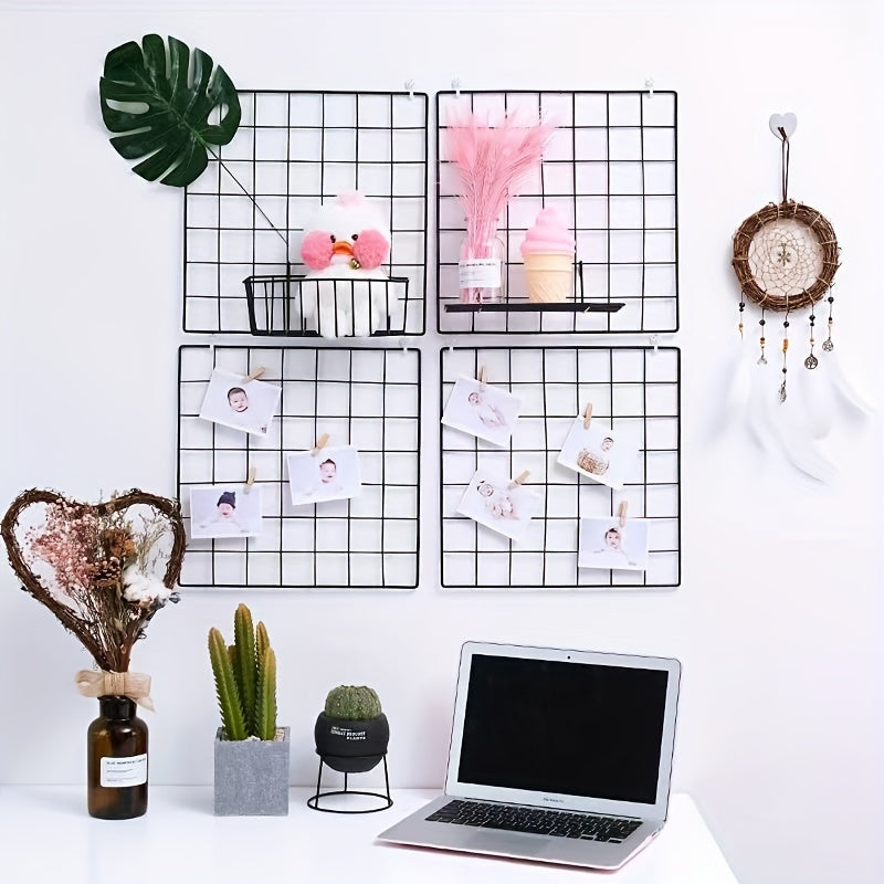 Metal Photo Wall Grid Panel Decorative Iron Display Rack Wire Grid for Photos 2 Sizes