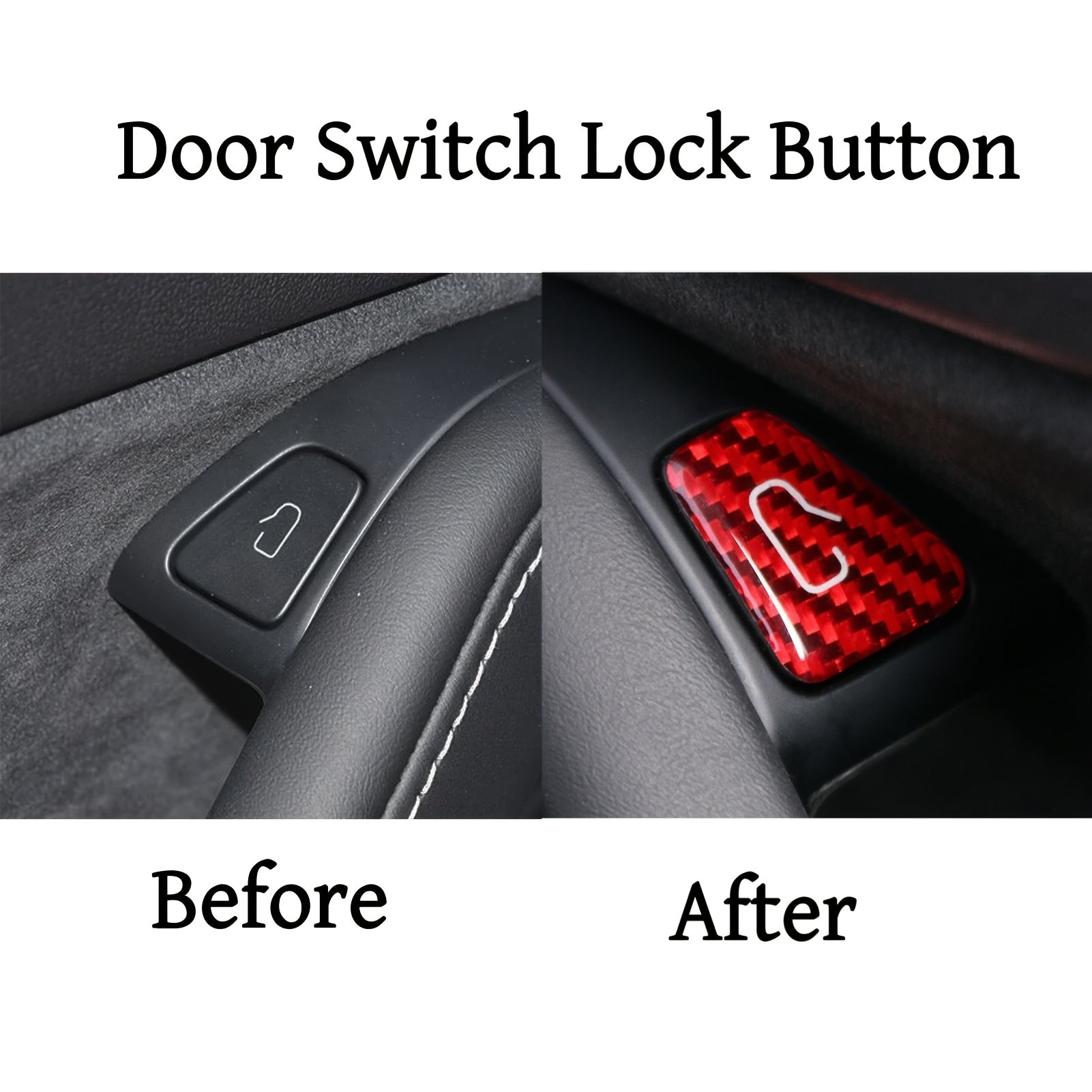 4PCS Carbon Fiber Door Lock Switch Cover Trim for Tesla Model 3 Y Interior