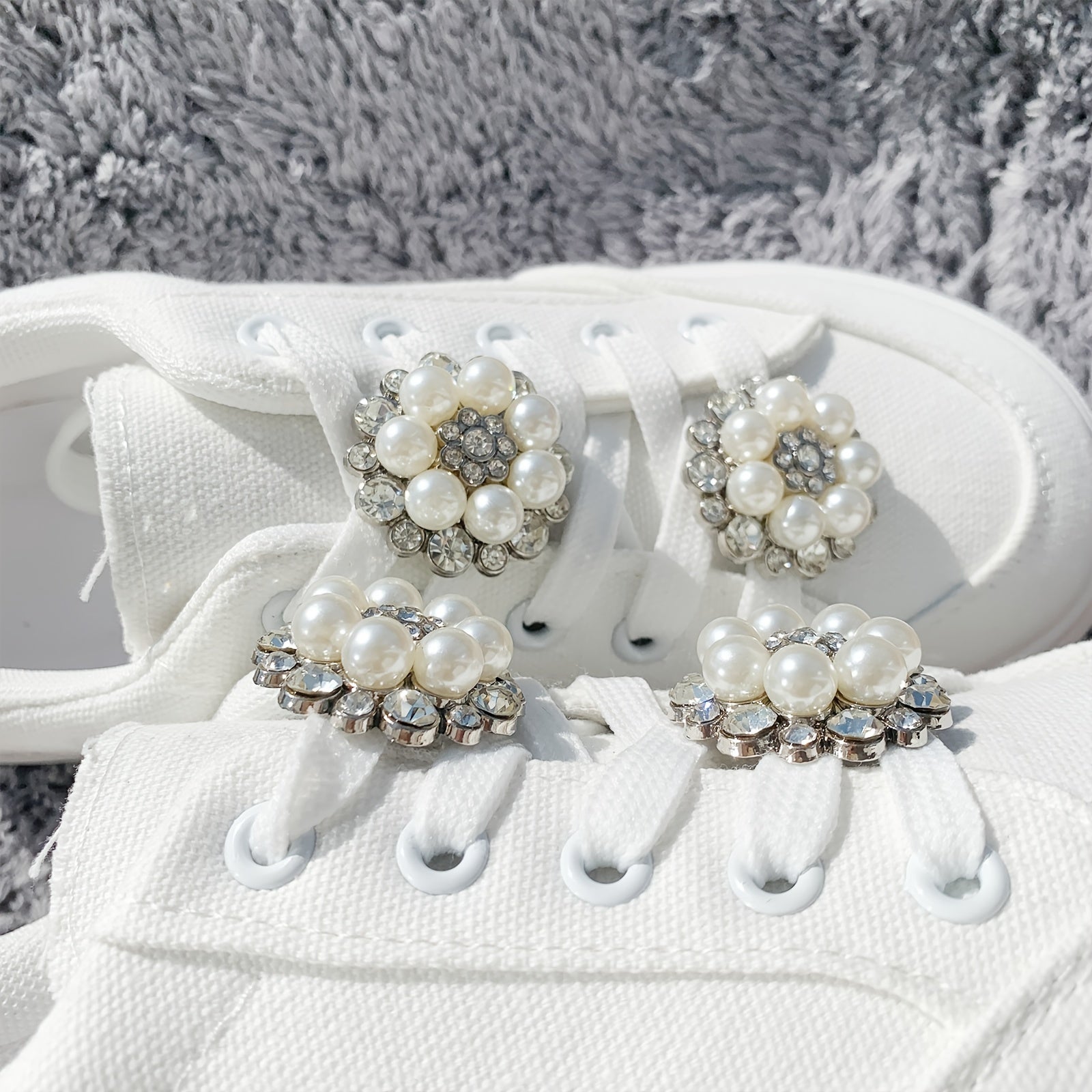 Unisex Pearl Rhinestone Shoe Charms Set for Sneakers and Boots