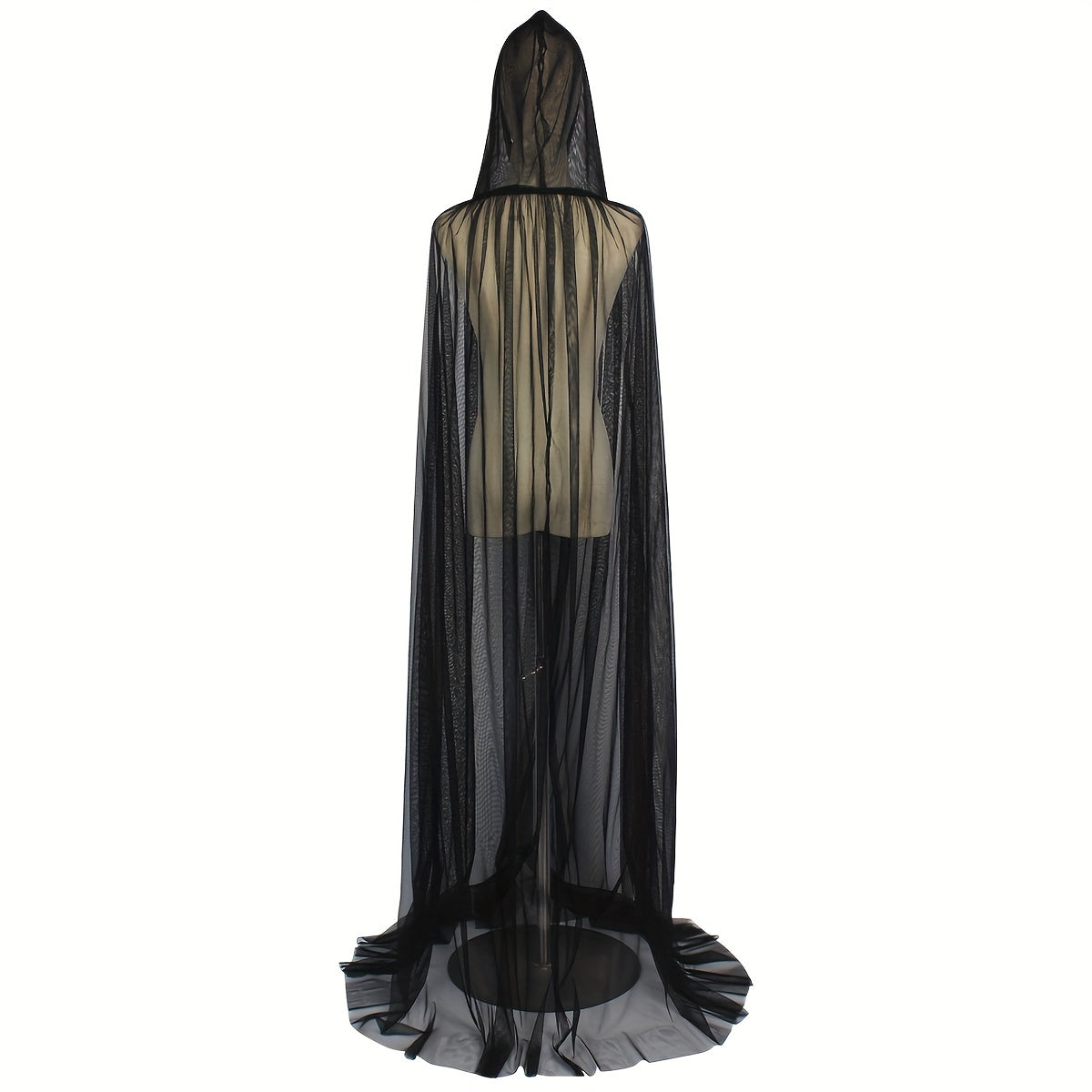 Sheer Chiffon Hooded Cape Poncho Vintage-Inspired Layering Costume Accessory
