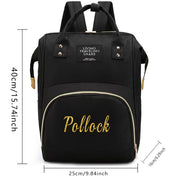 Black Oxford Cloth Mommy Backpack with Large Capacity and Travel Organizer