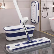 Flat Mop with Self-Draining System, Washable Microfiber Pad, Reinforced Handle