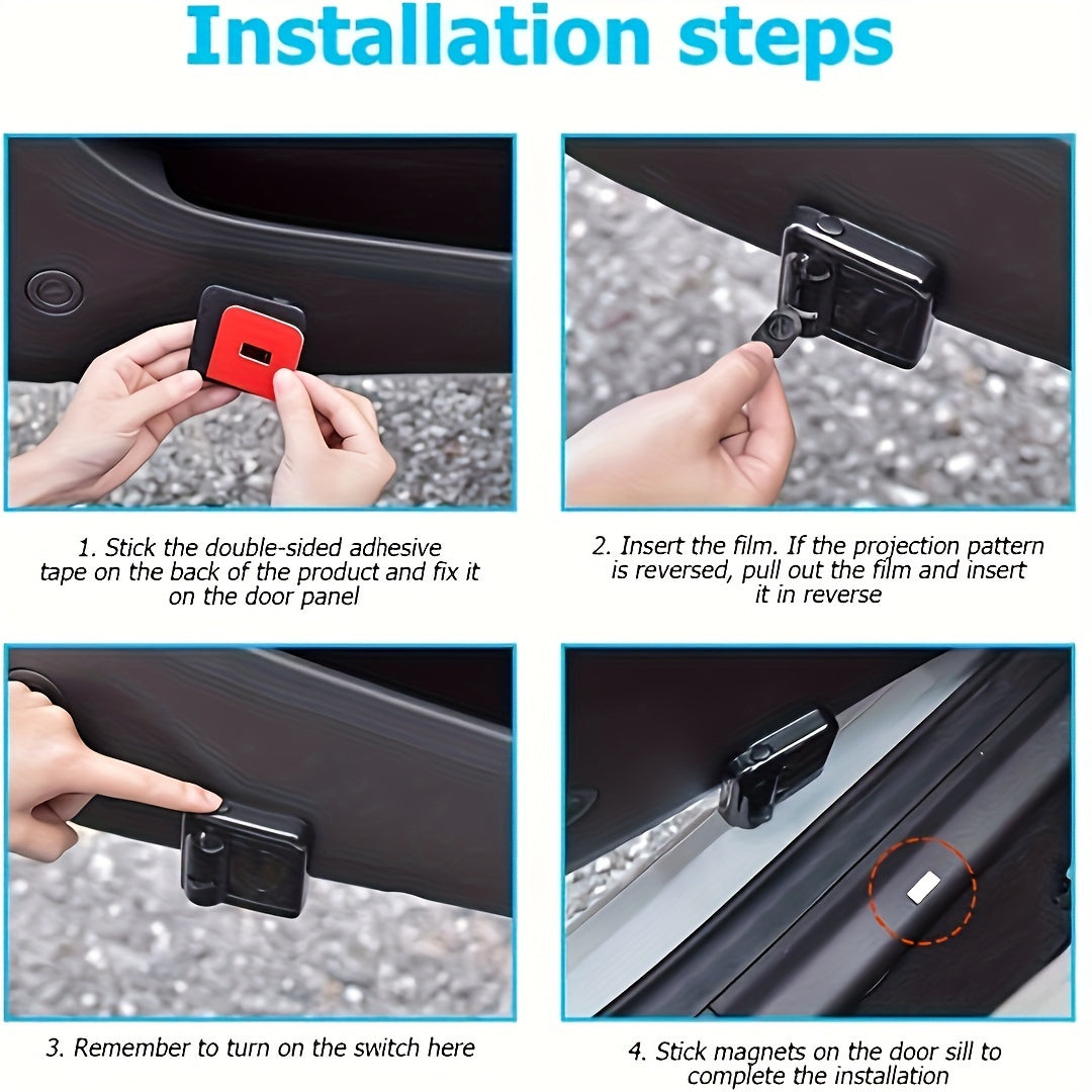 4 Pieces Car Door Welcome Light Projectors with Logo and Reflective Stickers