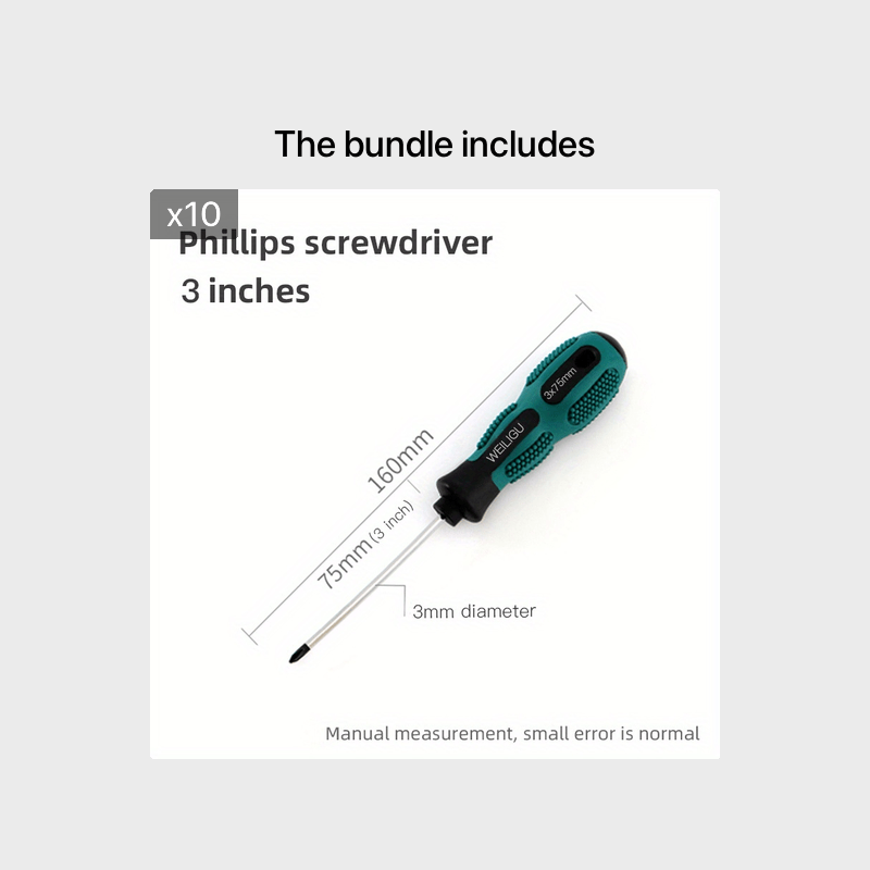 Magnetic Slotted Flat Head and Phillips Screwdriver Set, Non-Slip, 3-4 Inch