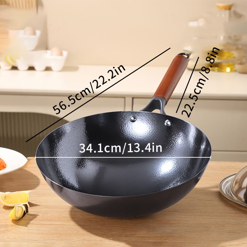 Cast Iron Wok Non-Stick Frying Pan for Gas Stovetop Cooking Kitchen Cookware