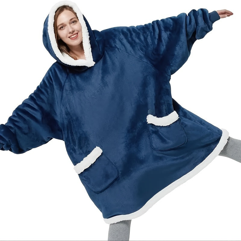 Manta vestible de tamaño extra para hombres y mujeres, suave franela con bolsillo frontal